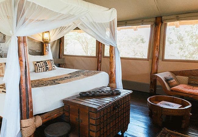 campi-ya-kanzi-camp-luxury-tented-safari-camp-sleeps-16-guests-in-six-thatched-roof-luxury-tented-camp-bedroom Campi ya Kanzi Camp Chyulu Hills Tsavo West National Park Kenya