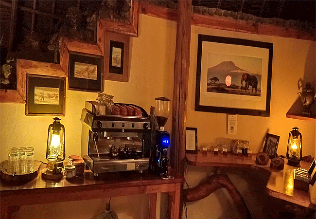 tortilis-camp-amboseli-national-park-lounge-coffee-machine-enjoy-espresso-cappuccino-latte-and-more Tortilis Camp Amboseli National Park | Prices | Facilities & Activities