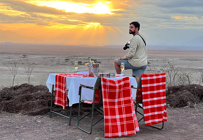 tortilis-camp-amboseli-surprise-champagne-drop-for-honeymoon-couple-on-kitirua-hill Tortilis Camp Amboseli National Park | Prices | Facilities & Activities