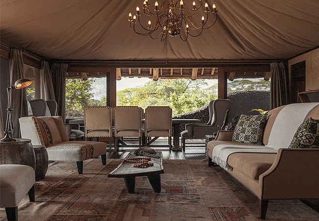 finch-hattons-presidential-suite-tsavo-west-national-park-has-a-living and dining area Finch Hattons Camp Presidential Suite