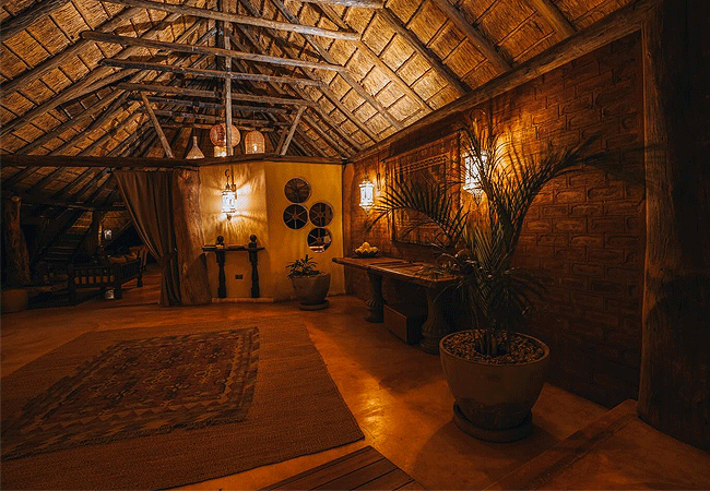 hildana-lodge-hildana-sanctuary -tsavo-west-national-park-warm-evening-tones-lit-by-gorgeous-large-woven-grass-basket-lights Hildana Lodge, Hildana Sanctuary Tsavo West National Park