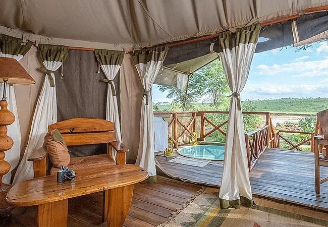 3-days-2-nights-elephant-bedroom-camp-fly-in-safari-deluxe-tent-features-a-larger-plunge-pool-a-spacious-lounge-area-and-both-an-indoor-shower-and-outdoor-shower 3 Days 2 Nights Elephant Bedroom Camp Fly-in Safari