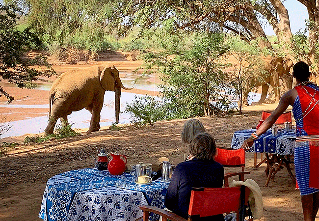 elephant-watch-camp-samburu-breakfast-is-served-on-the-banks-of-the-river 3 Day Samburu Fly-in Safari Elephant Watch Camp