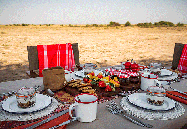 elewana-tortilis-camp-family-tent-amboseli-national-park-safari-bush- breakfast Elewana Tortilis Camp Family Tent Amboseli National Park Kenya